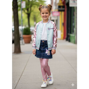 Girls L.O.L. Surprise! Bomber Jacket Reversible M (7-8) Blue Pink